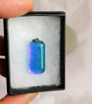 Handmade Dichroic Glass Pendant - Aqua Blue Purple