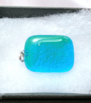 Handmade Dichroic Glass Pendant - Turquoise Blue