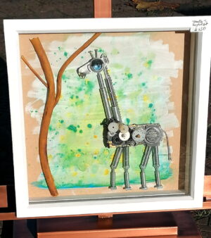 Original 3D Recycled Art - Giraffe
