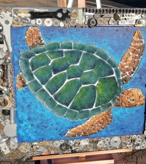 Original 3D Recycled Art - Sea Turtle