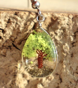 Tree Of Life Earrings with Real Crushed Crystals - VARIOUS COLOURS