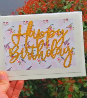 Handmade Birthday Card - Golden Glittery Writing