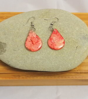 Handmade Pressed Flower Petal Earrings - Red