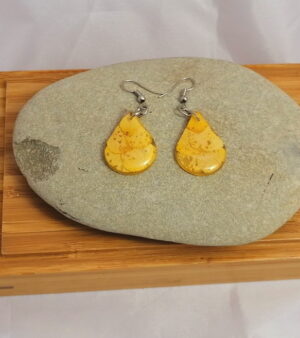 Handmade Pressed Flower Petal Earrings - Yellow Teardrop
