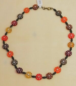 Round Glass Bead Necklace - Autumn Colours