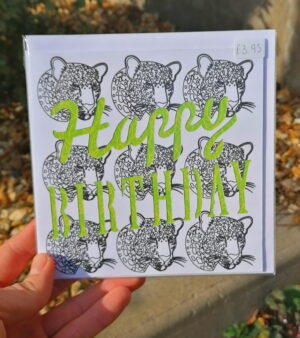 Original Greeting Card - Happy Birthday - Leopard Background