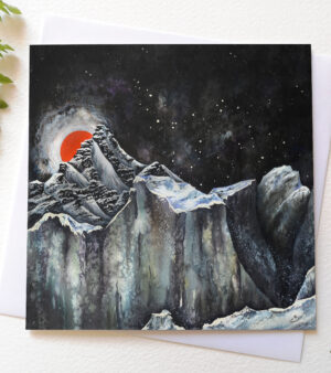 Original Square Greeting Card - Glacier Red Sun