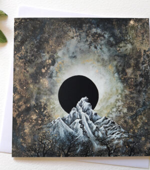 Original Square Greeting Card - Mountain Eclipse
