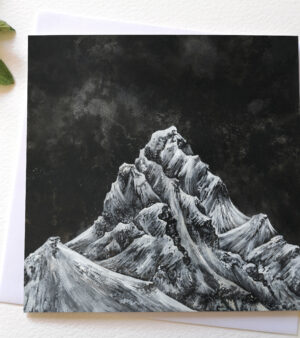 Original Square Greeting Card - Snowy Mountain