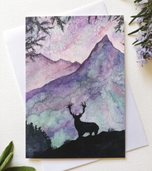 A6 Greeting Card - Stag & Mountain