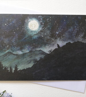 A6 Greeting Card -  Wolfcry (Wolf And Full Moon)