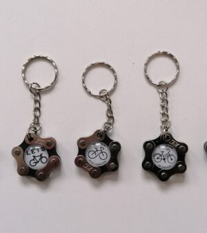 Bike Chain Keyring - Bike Theme (Silver And Black Colour)