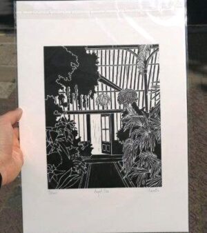 Original A3 Lino Print - "Botanic Gardens"