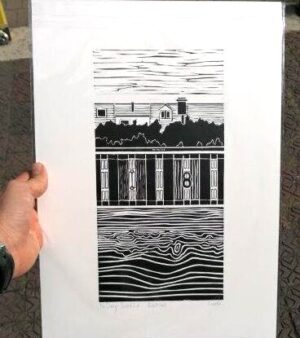 Original A3 Lino Print - "No Diving - Bristol Lido" (Black)