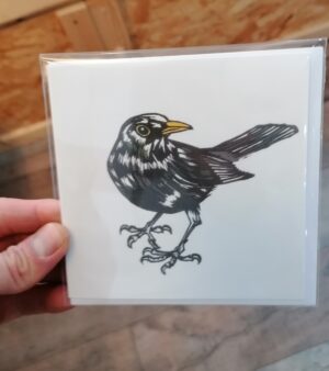 Original Square Greeting Card - Blackbird (12.5cm x 12.5cm)