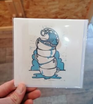 Original Small Square Greeting Card - Storm In A Teacup