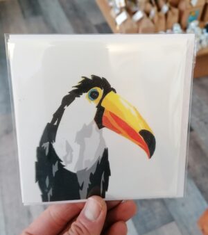Original Small Square Greeting Card - Toucan