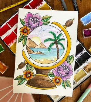 A5 Print - Tropical Globe