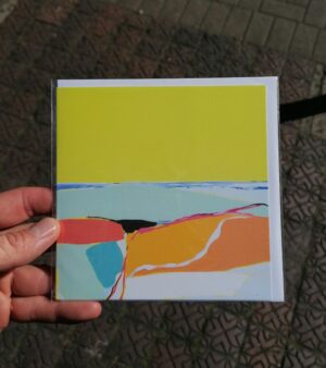 15cm x 15cm Original Abstract Greeting Card - Hills Over The Sea