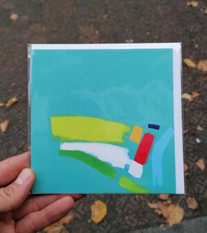 15cm X 15cm Original Abstract Greeting Card - Over the Hills