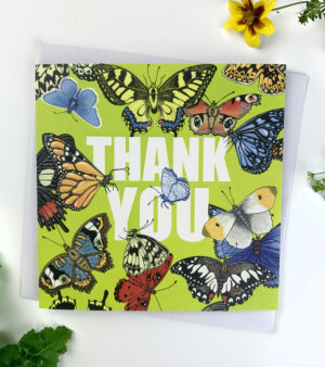 Square Greeting Card - Thank You Butterflies