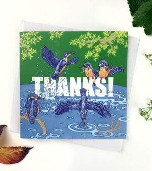 Square Greeting Card - "Thanks" Kingfisher
