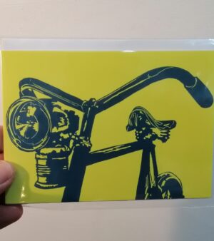 Original A6 Greeting Card - Bike on a Yellow Background
