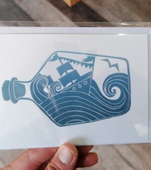 Original A6 Greeting Card - Ship in a Bottle