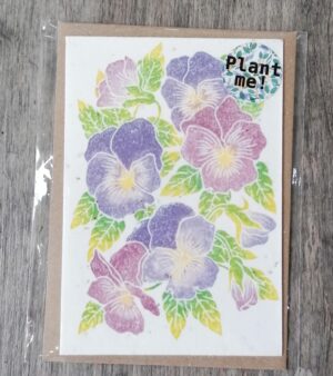 A6 Plantable Greeting Card - Purple Pansies