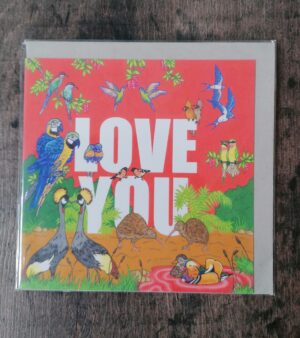 Square Greeting Card - Love You Birds