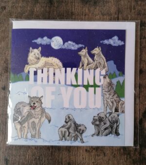 Square Greeting Card - Thinking Of You - Wolves