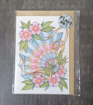 A6 Plantable Greeting Card - Cherry Blossoms And Fan LAST STOCK