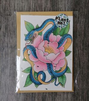 A6 Plantable Greeting Card - Snake And Peony (Last Stock)