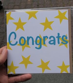 Square Greeting Card - Congrats (Blue Writing)