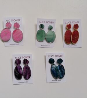 Original Resin Hook Earrings - Gold/Silver (Double)