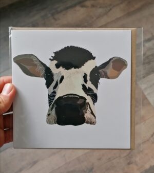 Square Greeting Card - Black And White Cow