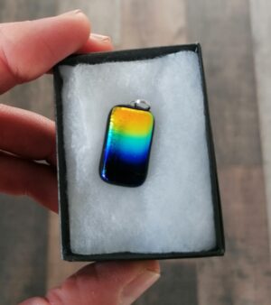 Handmade Dichroic Glass Pendant - Blue/Gold