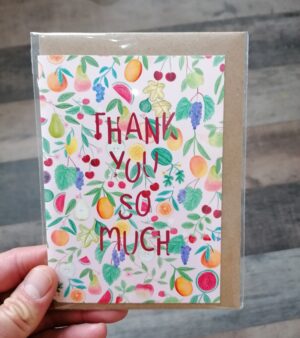 A6 Greeting Card - Thank You So Much Pale Pink Fruity Design (GC035)