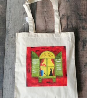 Original Tote Bag - The Dreamer (Black Cat in Window)