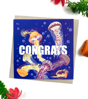 Square Greeting Card - Congrats (Jellyfish)