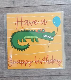Square Greeting Card - Have A Snappy Birthday (Crocodile)