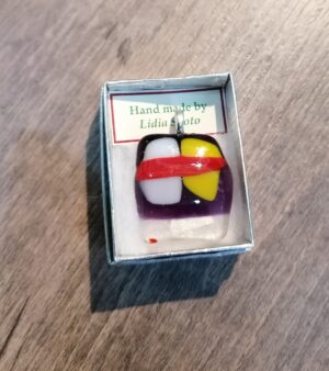 Handmade Glass Pendant - Purple, Yellow, Red And White