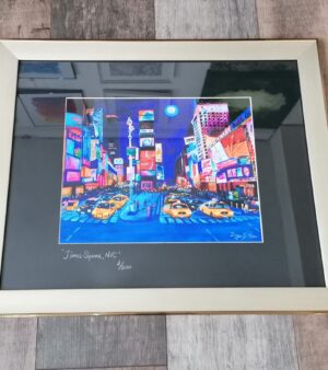 Framed And Mounted A3 Giclee Print - Times Square, NYC (Gold Frame 47.5cm x 57.5cm)