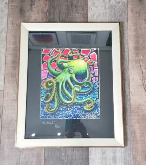 Framed And Mounted A3 Giclée Print - "Shattered" Octopus (47.5cm x 57.5cm Gold Frame and Black Mount)