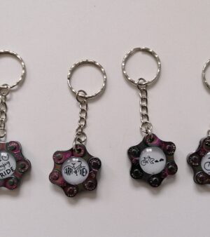 Bike Chain Keyring - Bike Theme (Pink & Green Colour)