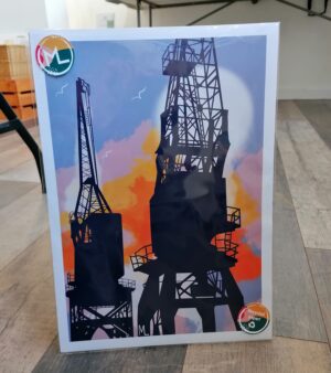Original Unframed A3 Print - Bristol Harbour Cranes