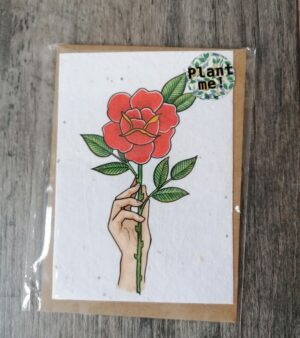 A6 Plantable Greeting Card - Hand Holding Rose