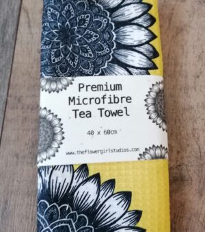 Microfibre Waffle Tea Towel - Mandala Sunflowers
