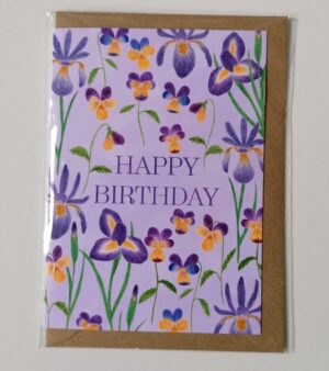 A6 Violet And Iris Card - Happy Birthday (GC046)