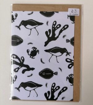 A6 Greeting Card - Black And White "Coastal Animals" (C-C034)